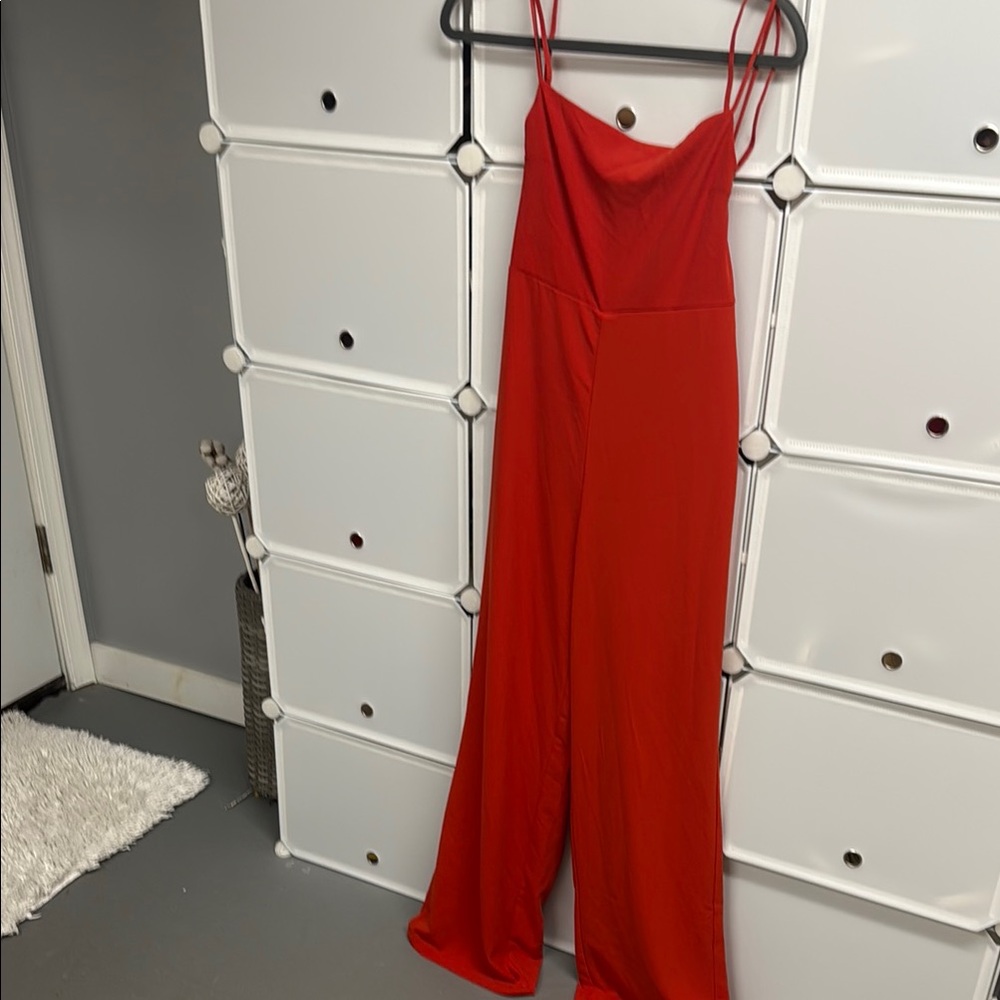 Forever 21 Red Wide-Leg Jumpsuit